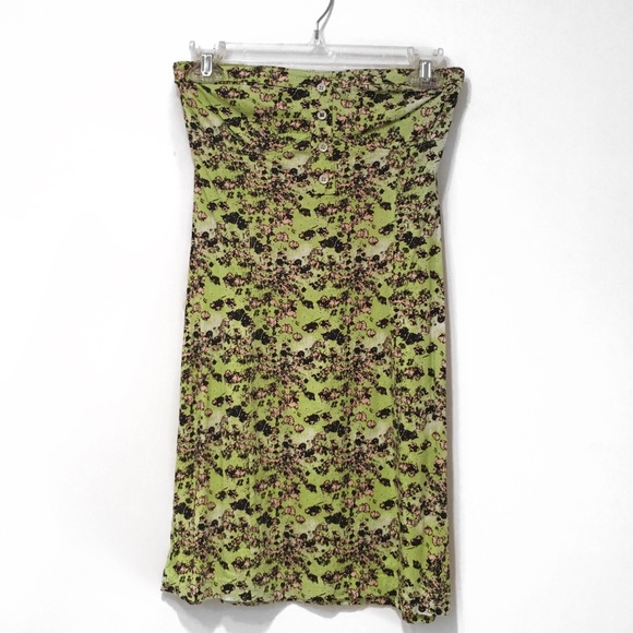 Volcom “Hey Poppy” Neon Green Strapless Floral Dress – Size XS - Picture 2 of 4